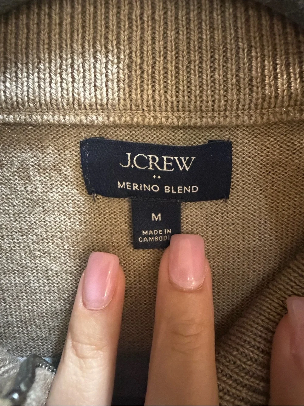 J. Crew Men’s Tan Half-Zip Sweater Merino Wool Blend Size M NWOT